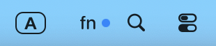 FnLock status item showing a frontmost-app override active for Fn keys.